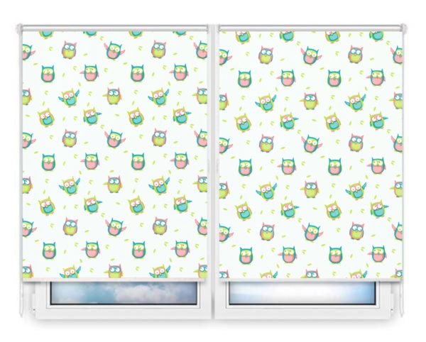 Рулонные шторы Мини Совушки БО цена. Купить в «Мастерская Жалюзи»